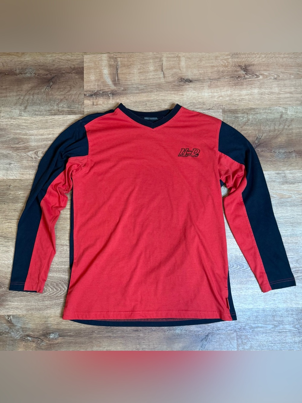 Vintage Harley-Davidson Red and Black Long Sleeve Shirt